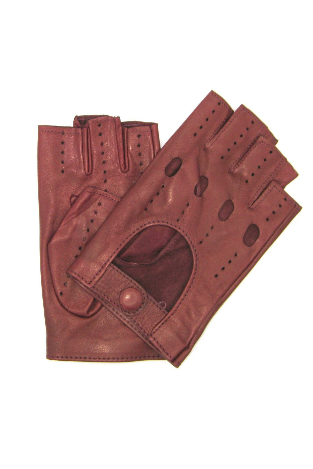 Halbfinger-Fahrerhandschuh aus Nappaleder - Dunkelrot