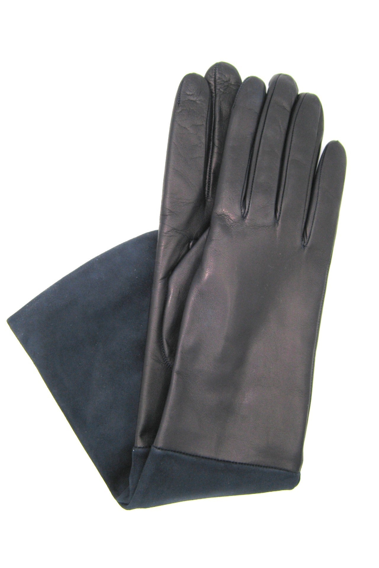 Guanto in nappa e camoscio foderato in cashmere - Navy