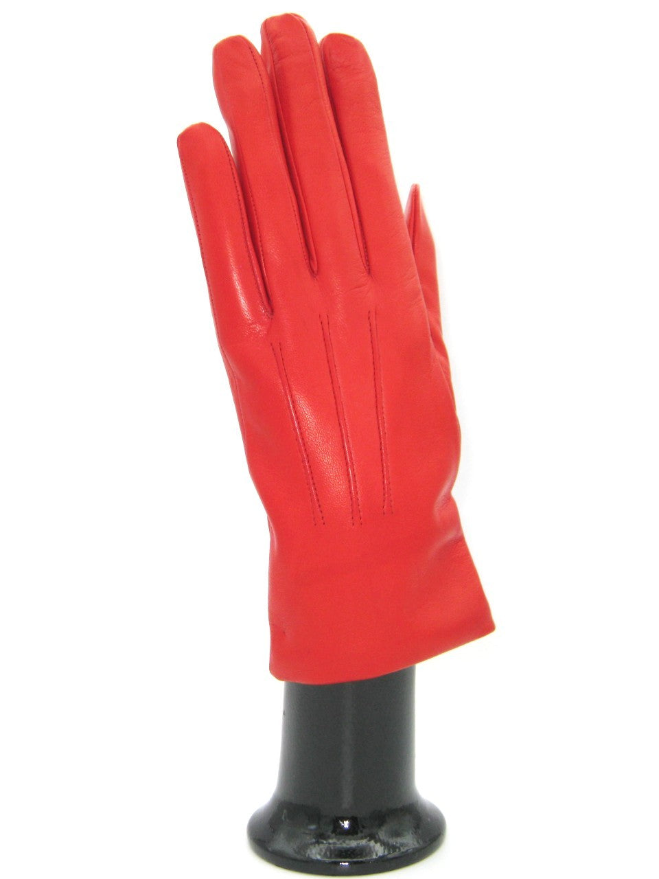 Guanto in Capretto 2bt con 3 cordoni fod. cashmere - Rosso