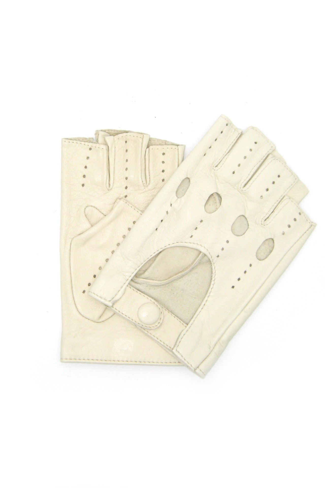 guanto nappa guida mezze dita - Panna