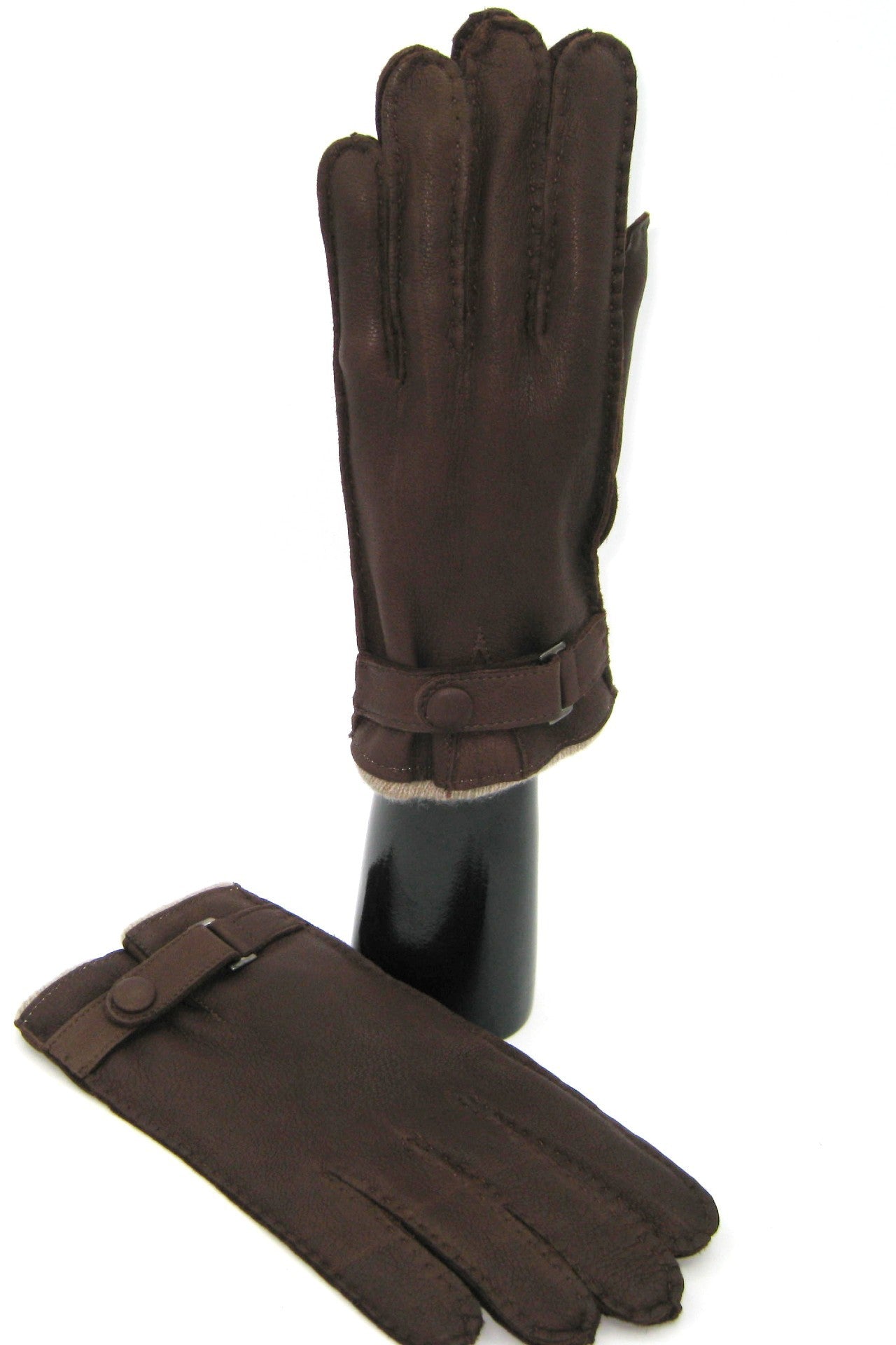 Guanto in Cervo fod. cashmere con cinturino - Cork