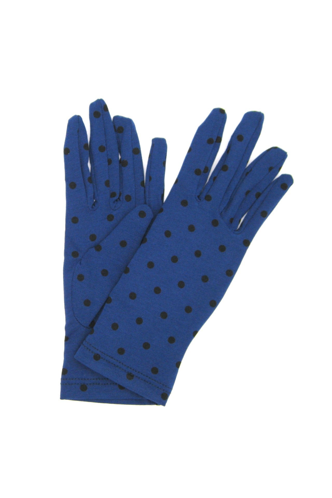 Polka Dot Print Cotton Glove - Royal Blue/Black Polka Dots