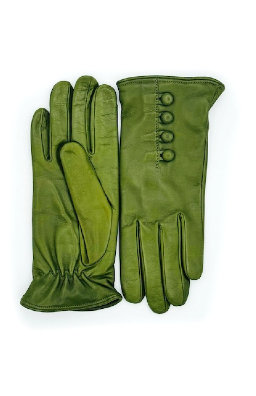 Guanto in Nappa 2BT con Bottoncini fod. cashmere - Verde oliva