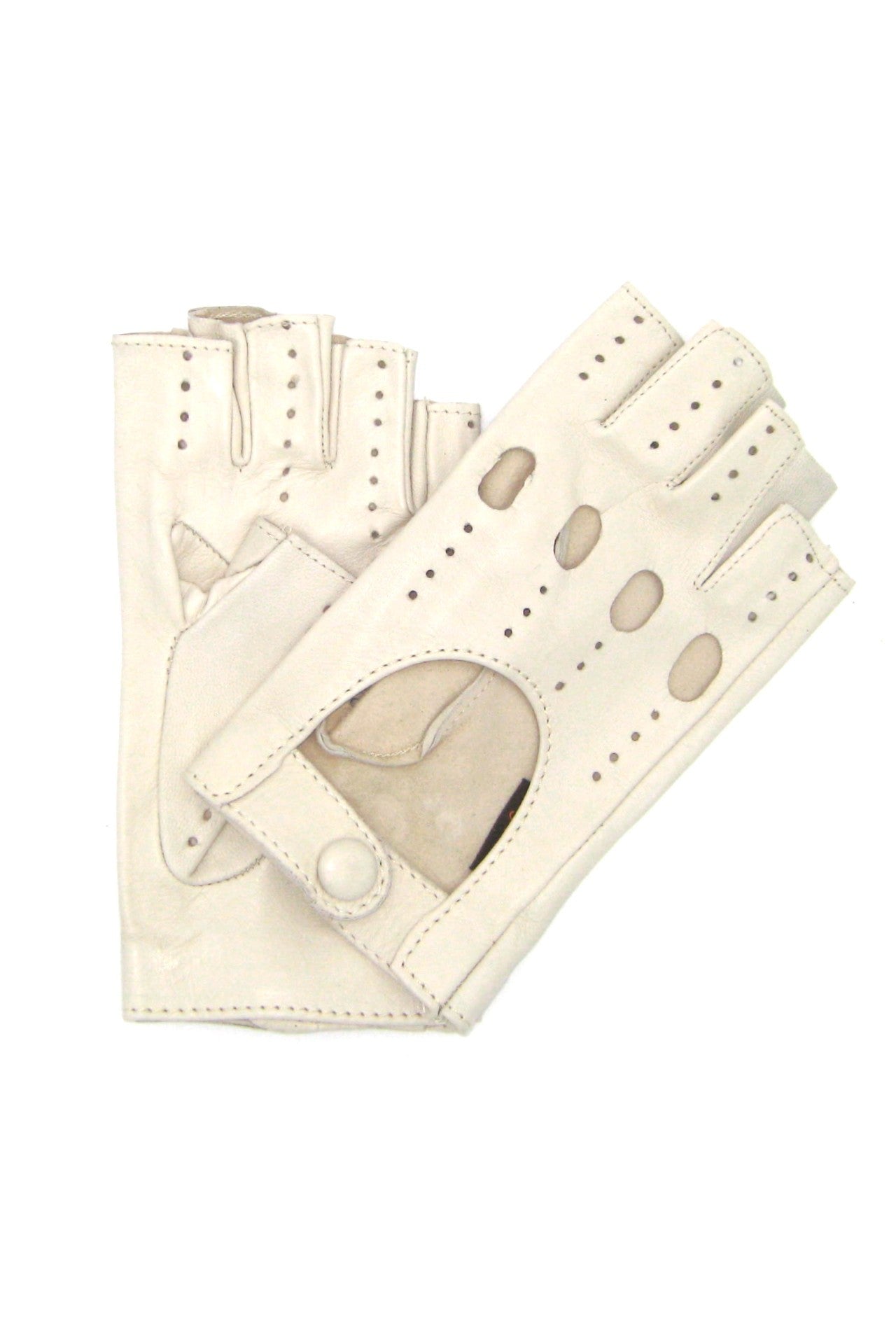 Guanto Guida sfoderto 1/2 dita - Panna