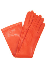 Langer Nappahandschuh mit Seidenfutter - Orange