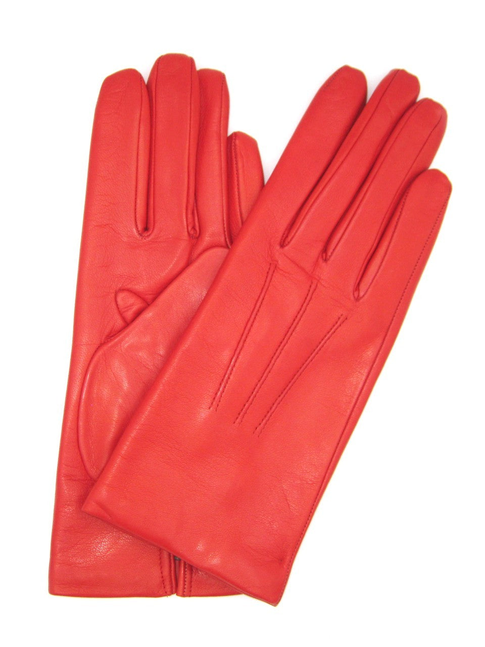 Guanto in Capretto 2bt con 3 cordoni fod. cashmere - Rosso