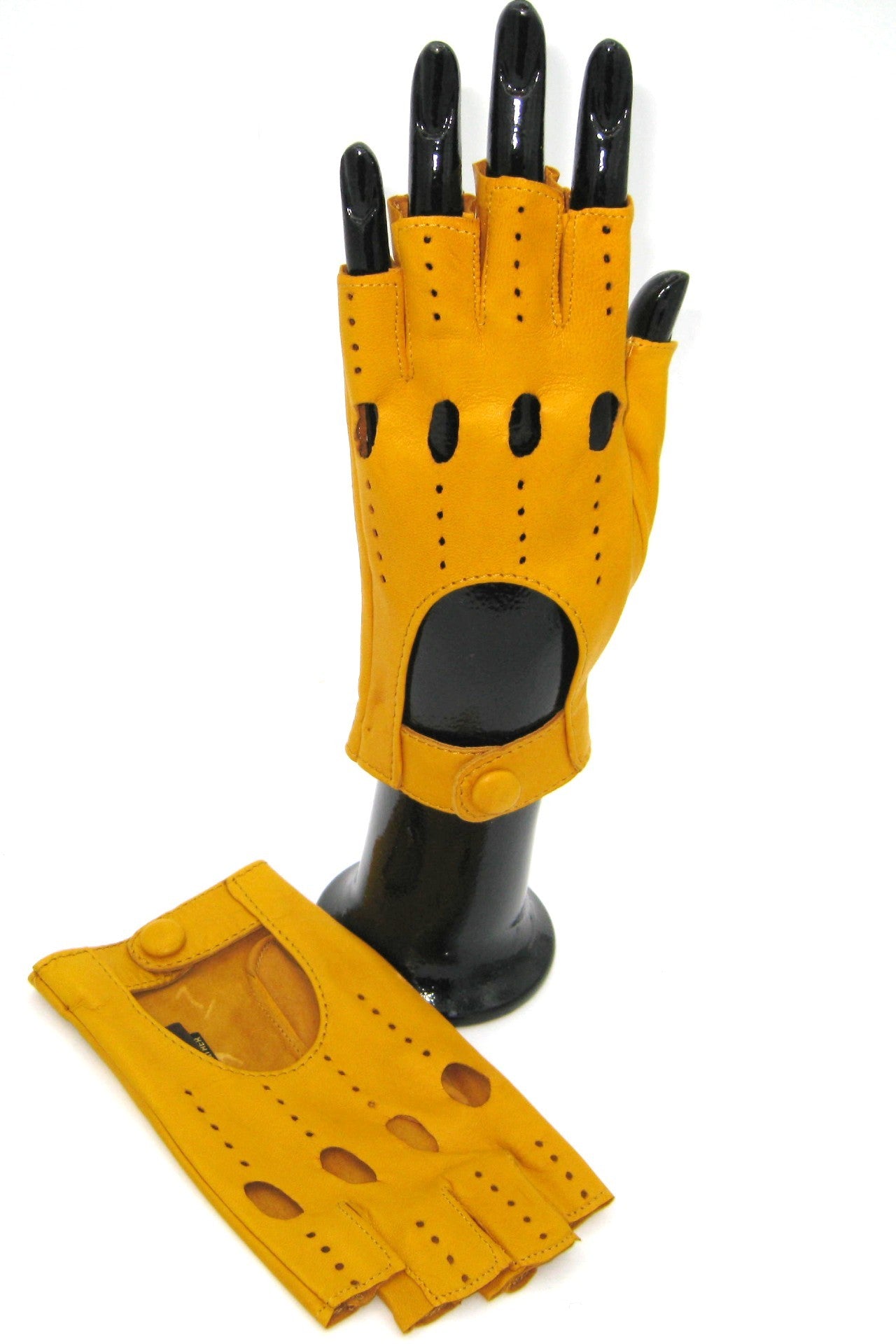 Guanto Guida sfoderto 1/2 dita - Giallo ocra