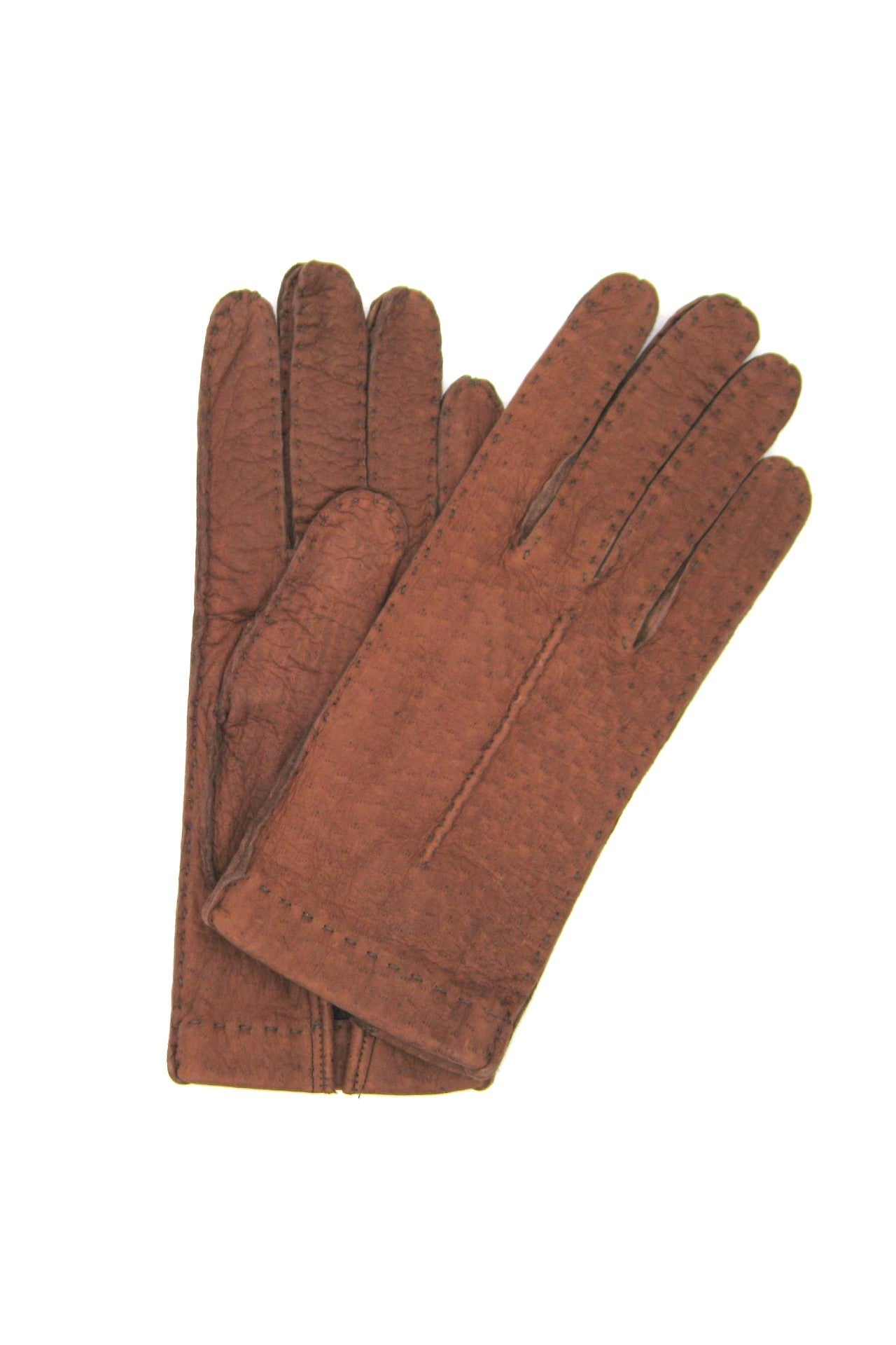 Guanto in Peccary sfoderato cucito a mano - Tabacco