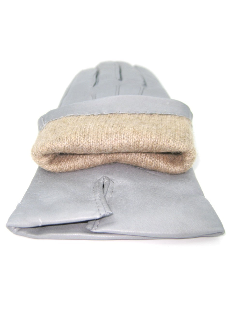 Guanto in Capretto 2bt con 3 cordoni fod. cashmere - Grigio Perla