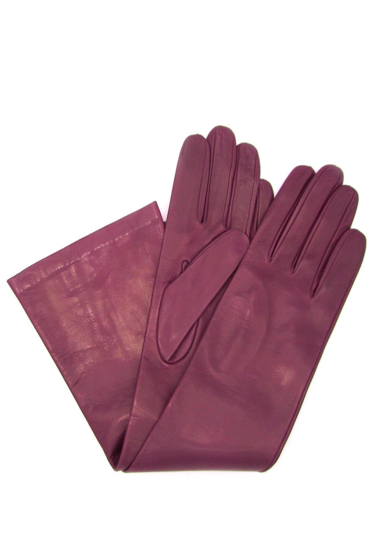 Langer Nappahandschuh mit Seidenfutter - Lila