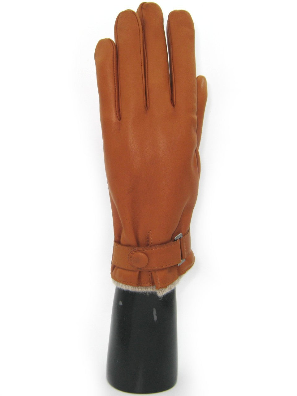 Guanto nappa foderato cashmere con cinturino - Tan