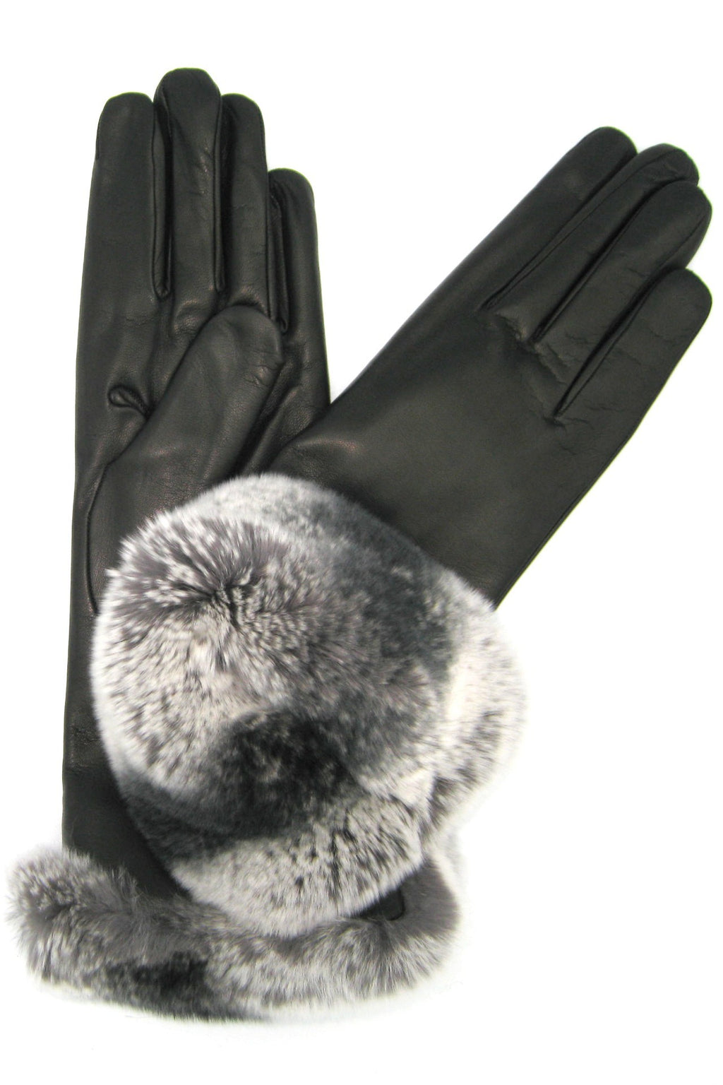 Guanto Nappa con risvolto Rex ,fodera cashmere. - Nero