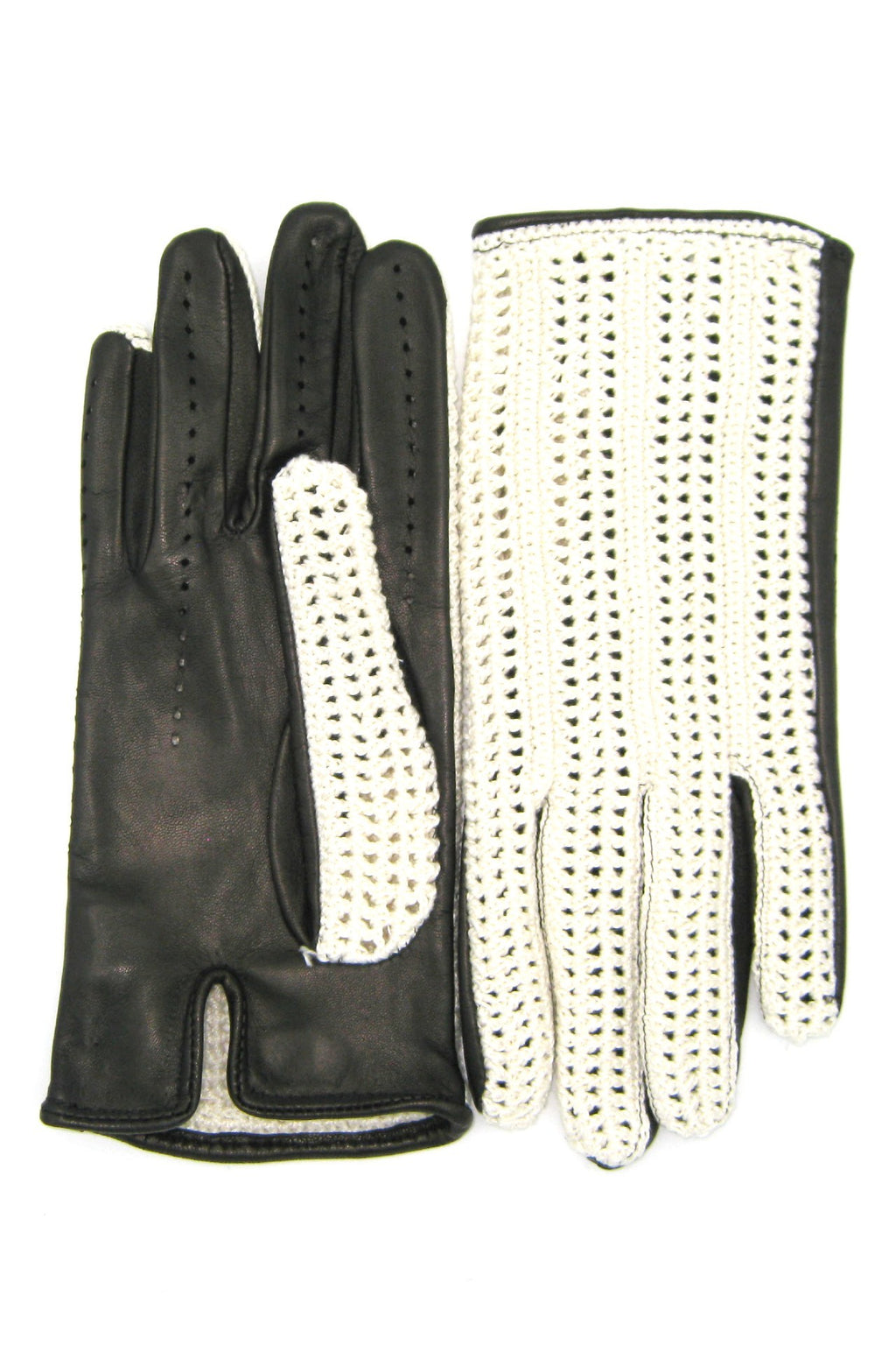 Guanto Guida con palmo in Nappa e dorso in Crochet - Nero