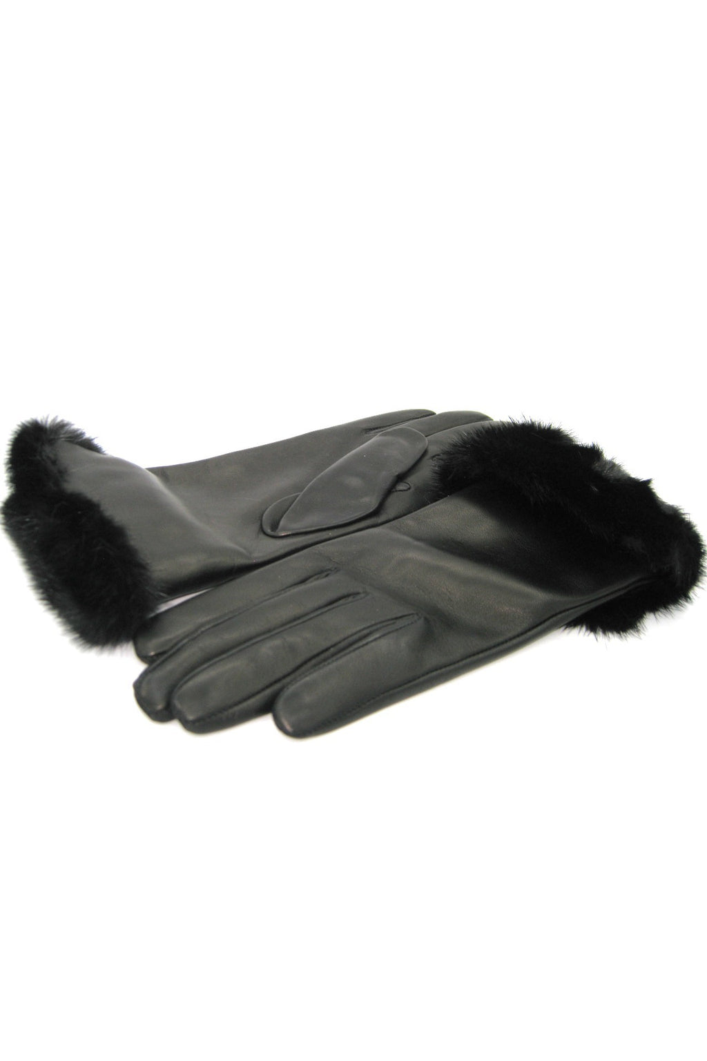 Guanto in Nappa 4bt con risvolto in Visone - Nero