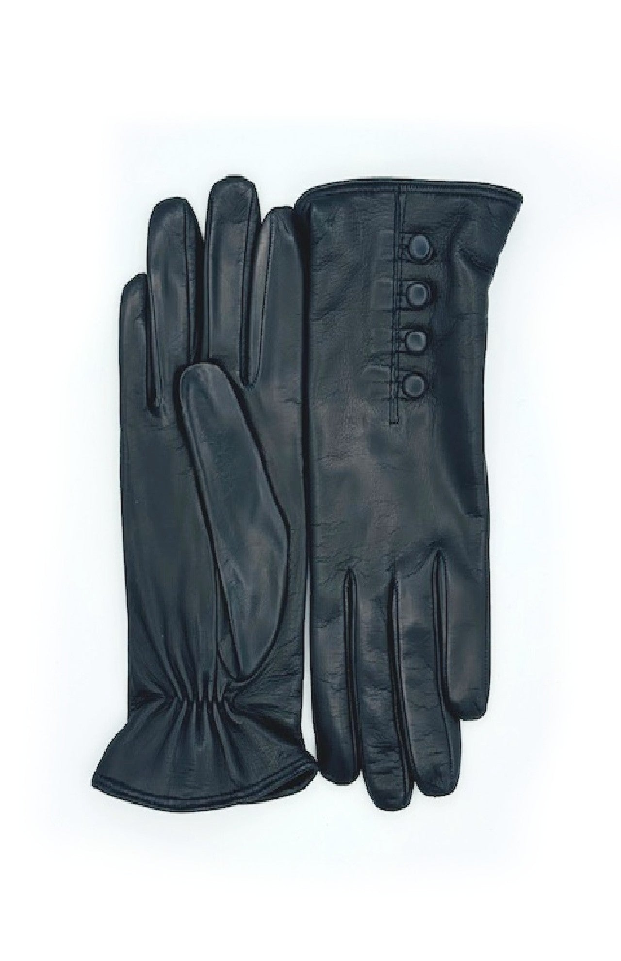 Guanto in Nappa 2BT con Bottoncini fod. cashmere - Nero