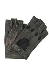 Ungefütterter 1/2-Finger-Fahrerhandschuh - Schwarz