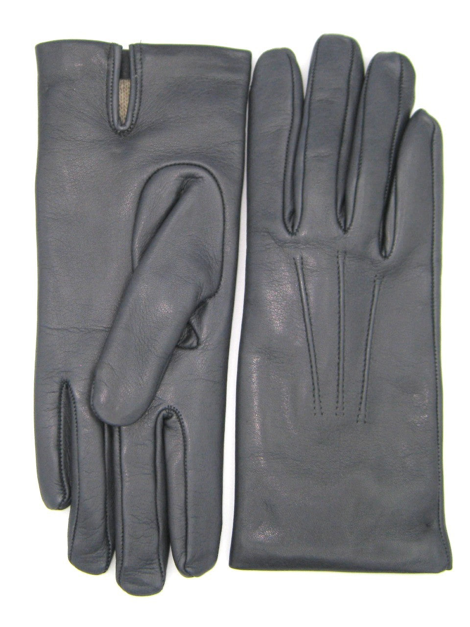 Guanto in Capretto 2bt con 3 cordoni fod. cashmere - Grigio scuro