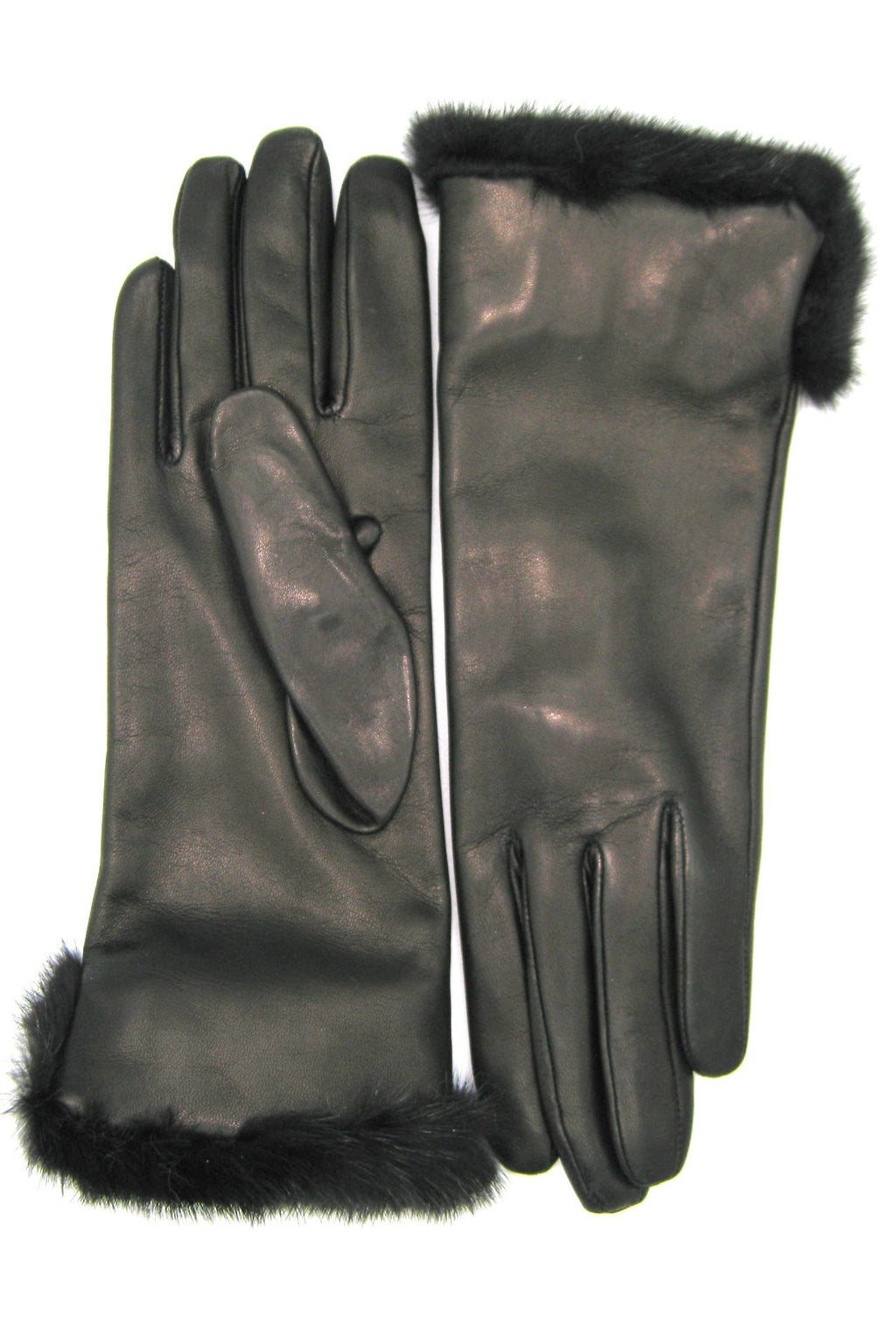 Guanto in Nappa 4bt con risvolto in Visone - Nero