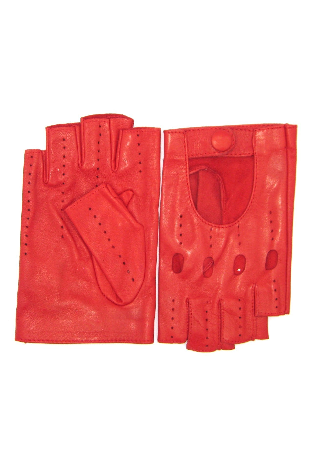 guanto nappa guida mezze dita - Rosso