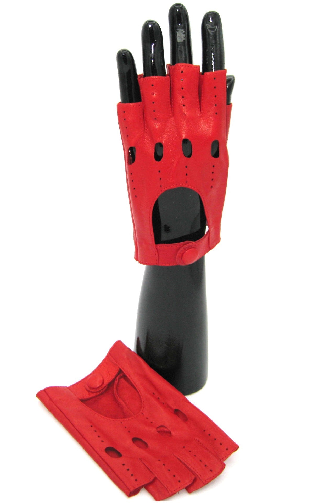 guanto nappa guida mezze dita - Rosso