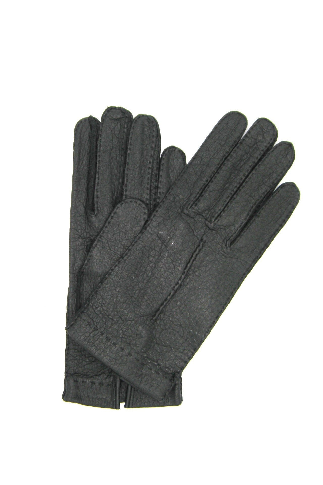 Guanto in Peccary sfoderato cucito a mano - Nero