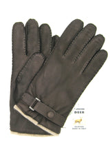 Hirschlederhandschuh mit Kaschmirfutter und Riemen - T.Moro