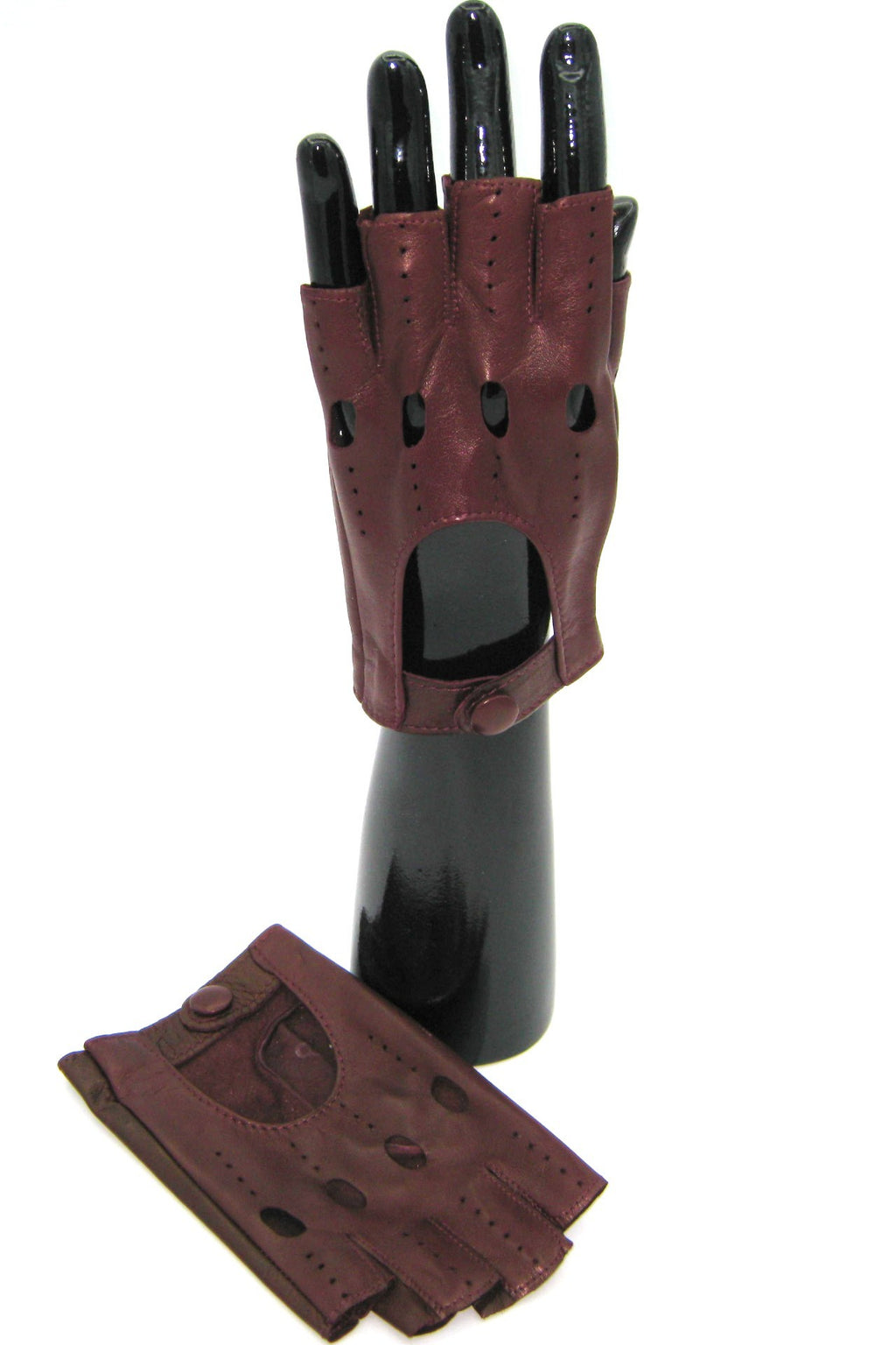 guanto nappa guida mezze dita - Bordeaux