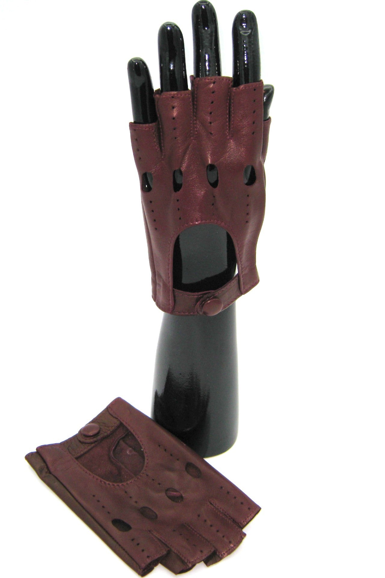 guanto nappa guida mezze dita - Bordeaux