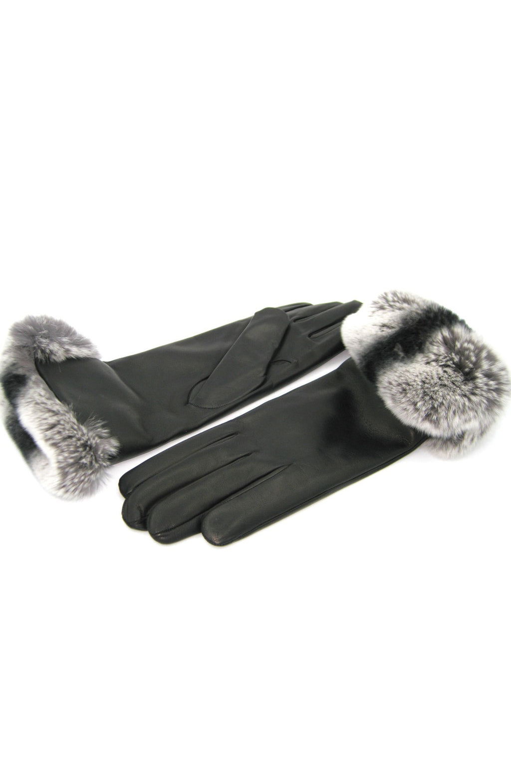 Guanto Nappa con risvolto Rex ,fodera cashmere. - Nero