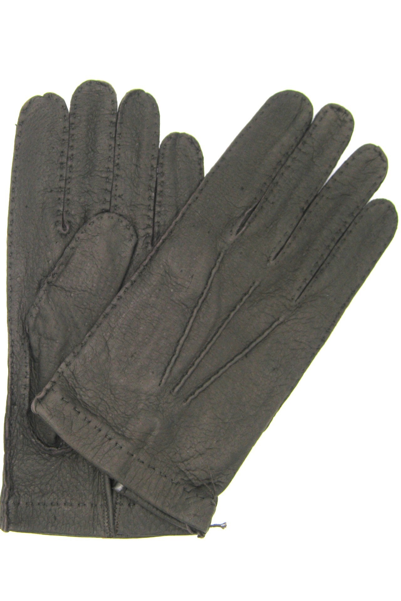 Guanto in Peccary sfoderato cucito a mano - Nero