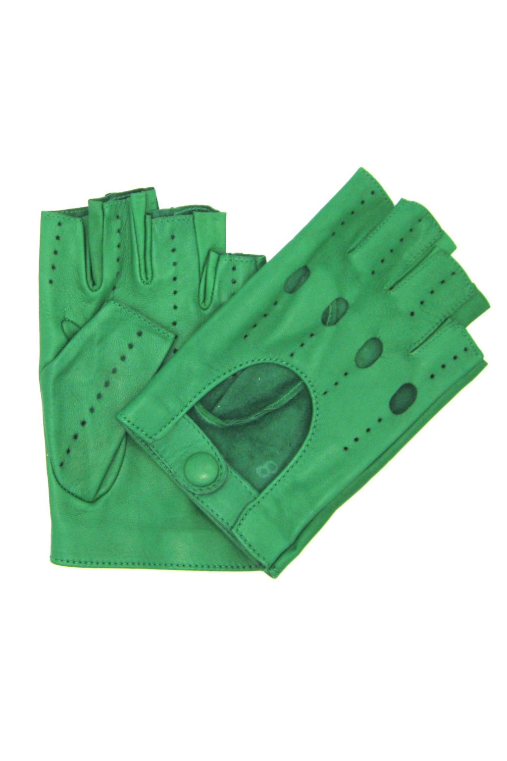 Halbfinger-Fahrerhandschuh aus Nappaleder - Smaragdgrün
