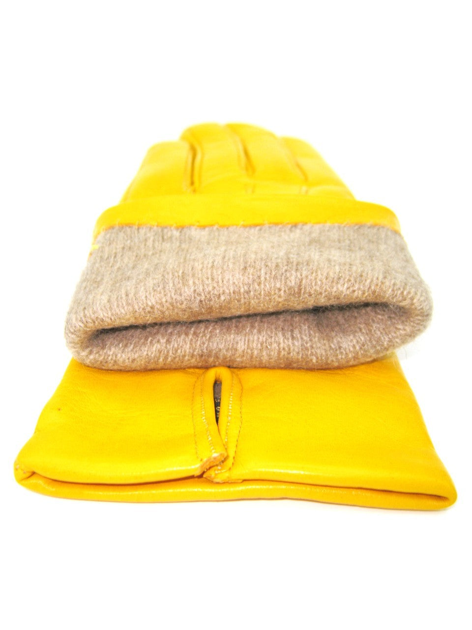 Guanto in Capretto 2bt con 3 cordoni fod. cashmere - Giallo