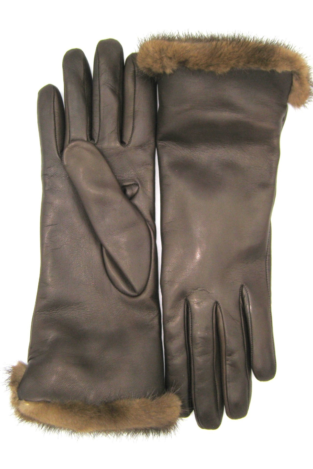 Guanto in Nappa 4bt con risvolto in Visone - T.Moro