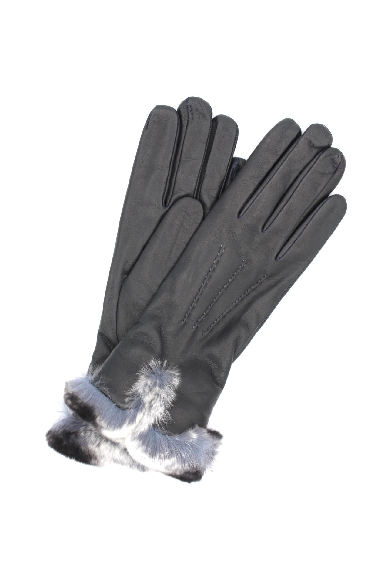 Guanto Nappa fodera cashmere bordo Rex - Grigio scuro