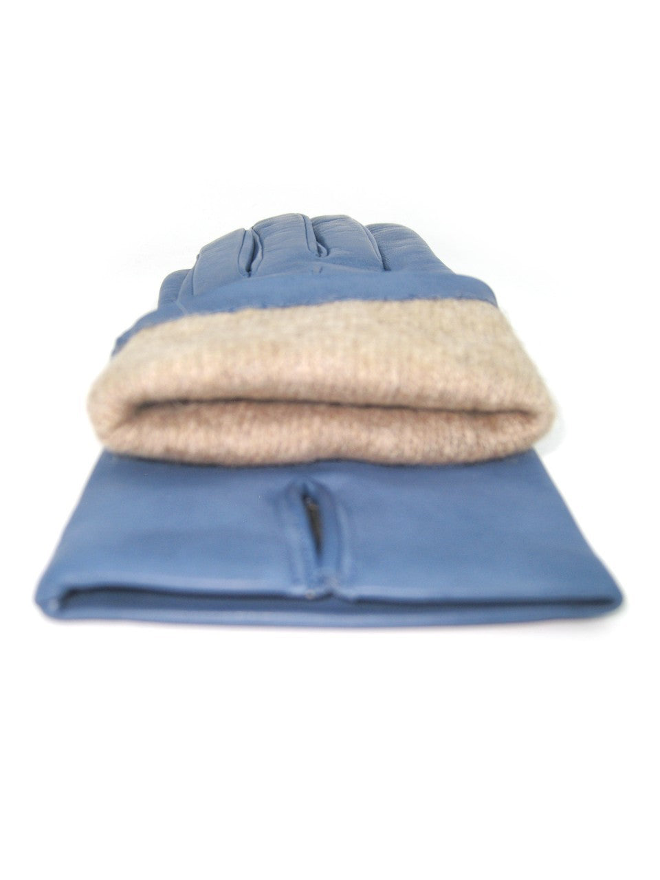 Guanto in Capretto 2bt con 3 cordoni fod. cashmere - Denim