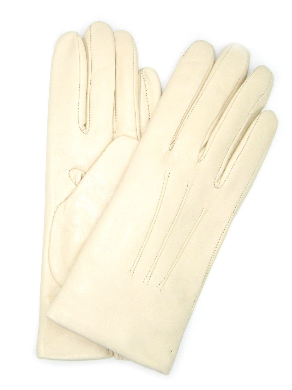 Guanto in Capretto 2bt con 3 cordoni fod. cashmere - Panna