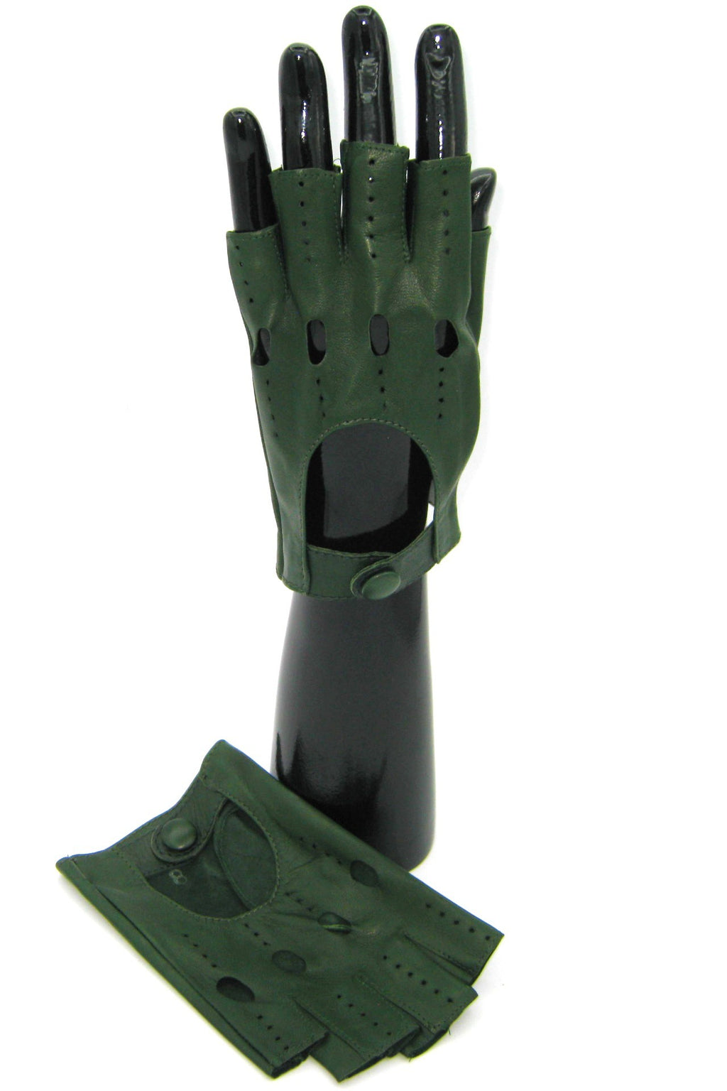 guanto nappa guida mezze dita - Verde scuro
