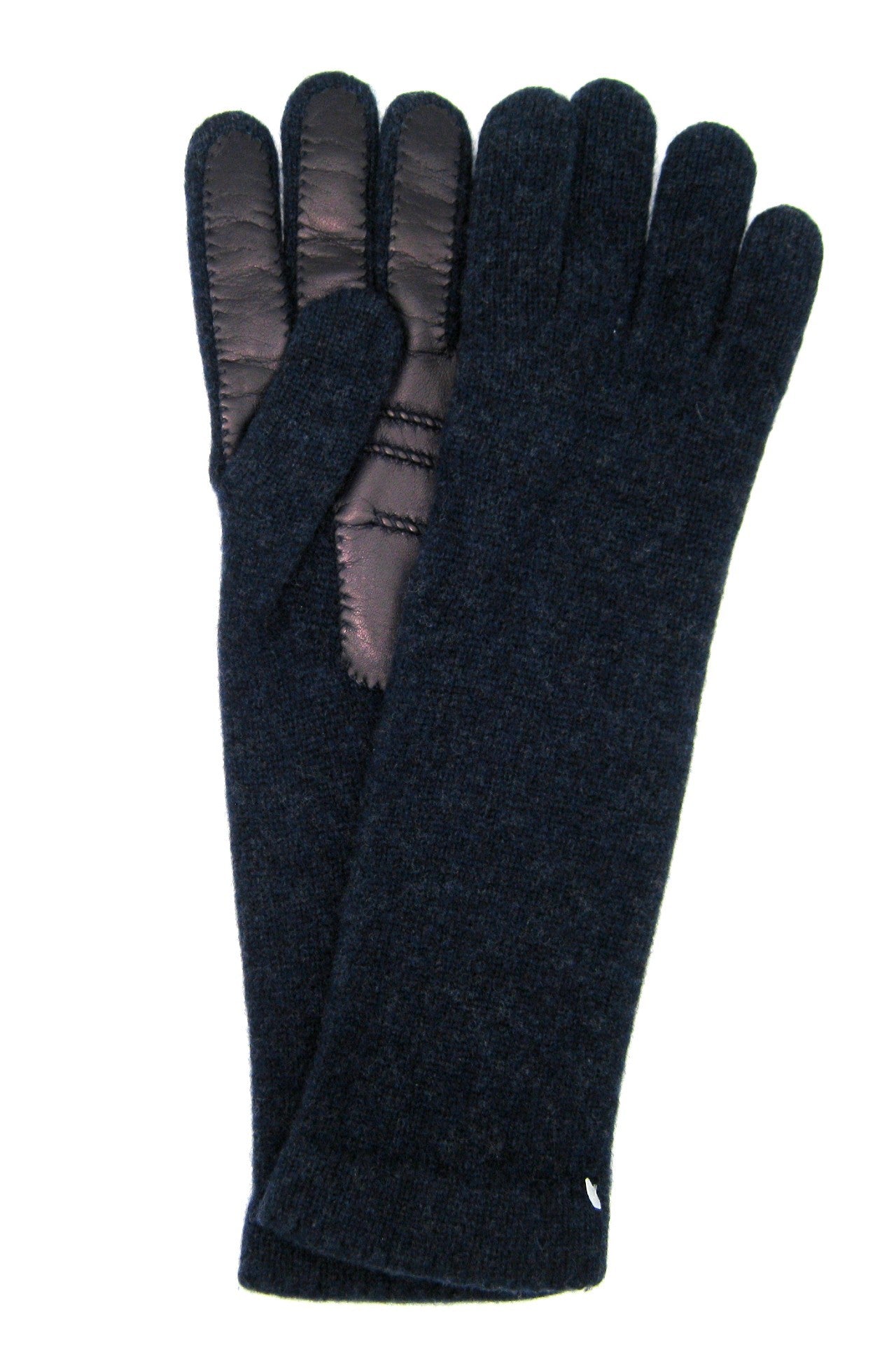 Guanto in 100% cashmere 4bt con palmo in Nappa - Navy