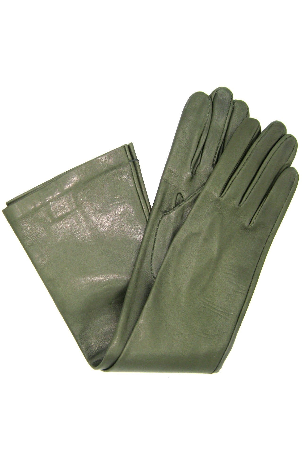 Guanto Nappa lungo foderato seta - Verde oliva
