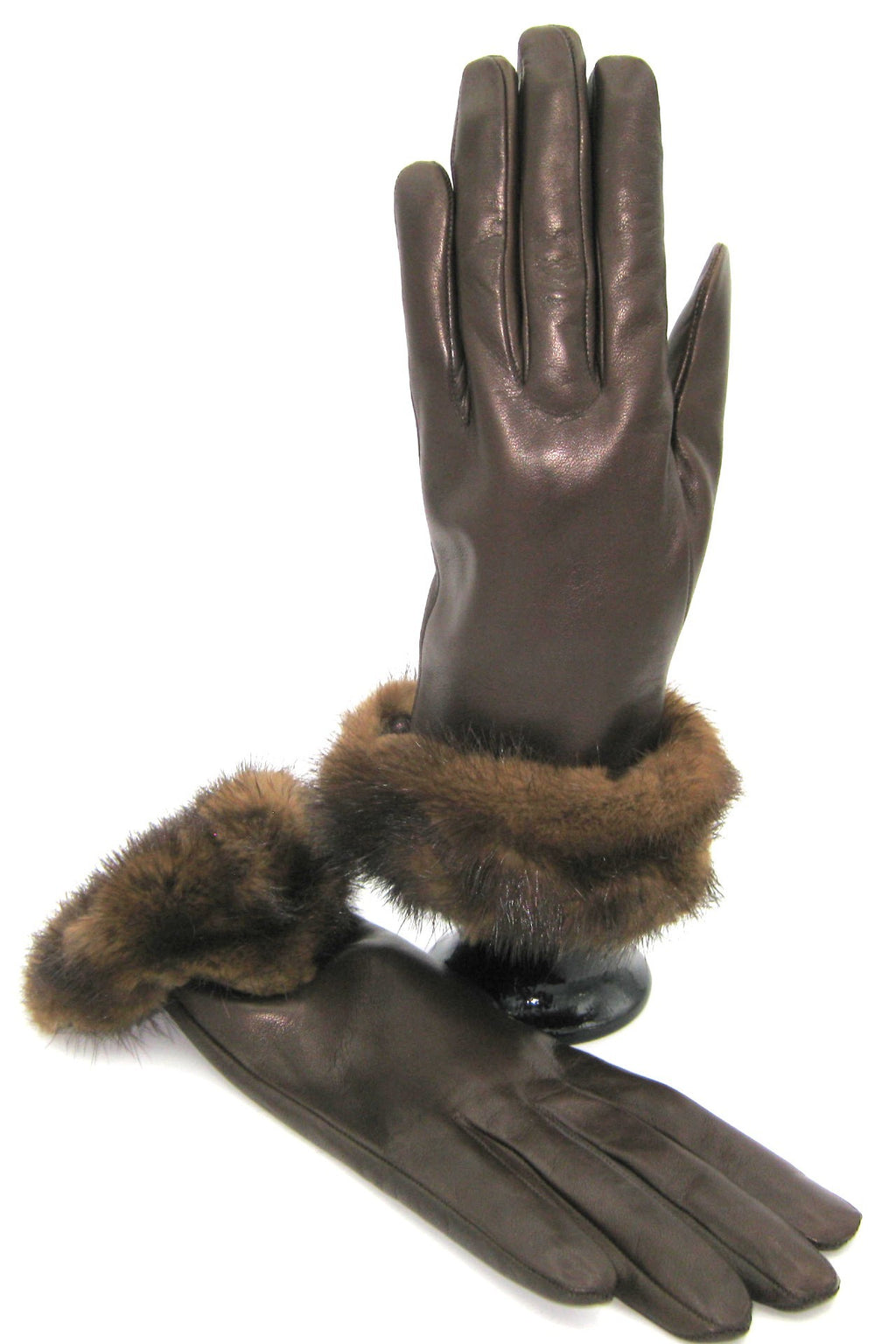 Guanto in Nappa 4bt con risvolto in Visone - T.Moro