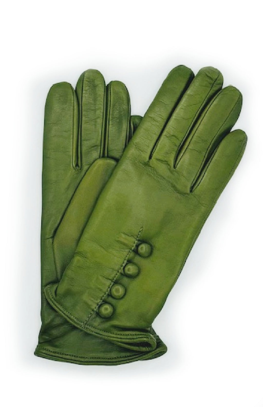 Guanto in Nappa 2BT con Bottoncini fod. cashmere - Verde oliva
