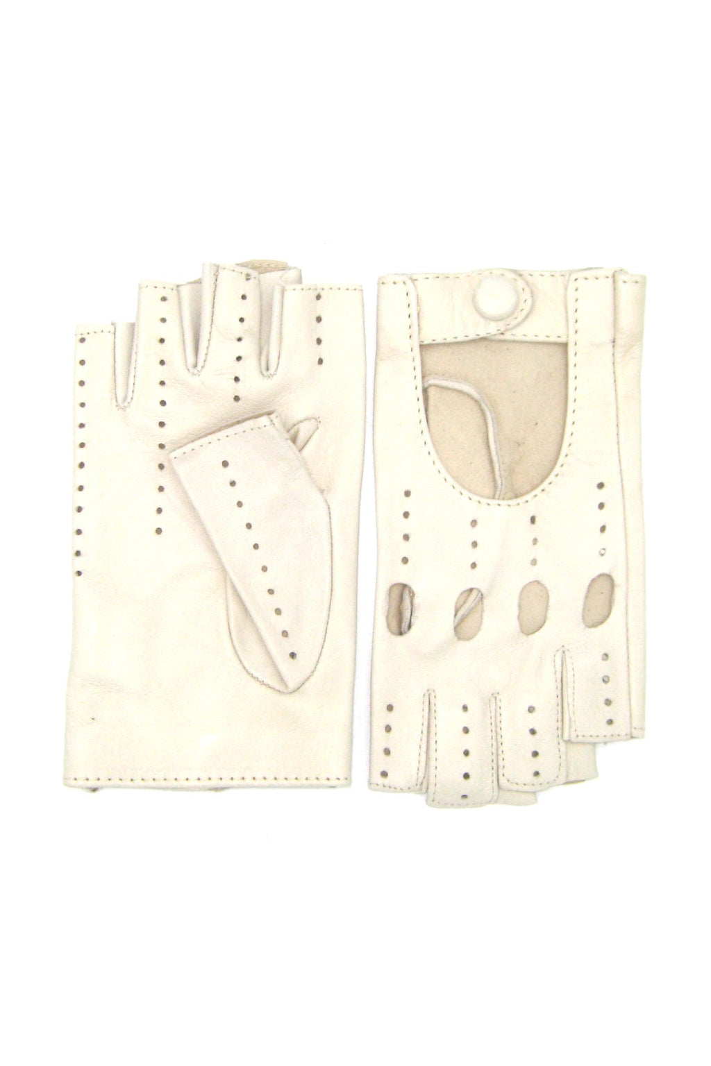 Guanto Guida sfoderto 1/2 dita - Panna