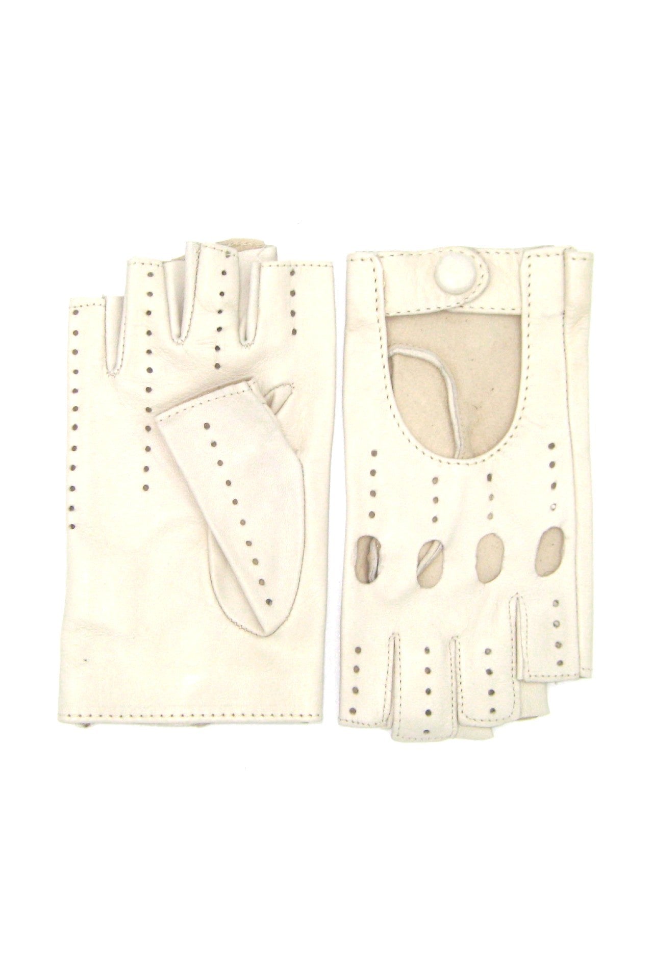 Guanto Guida sfoderto 1/2 dita - Panna