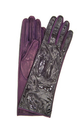 4bt Nappalederhandschuh mit Seidenfutter und Lackleder - Lila