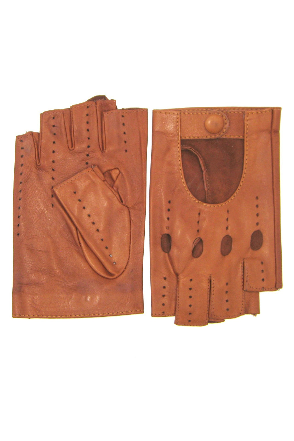 guanto nappa guida mezze dita - Tan