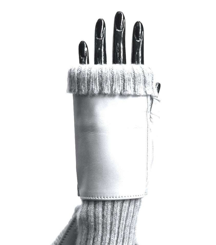 Guanto in cashmere e pelle - Nero