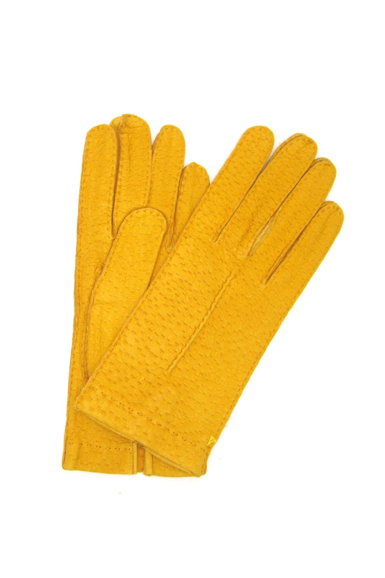 Guanto in Peccary sfoderato cucito a mano - Giallo