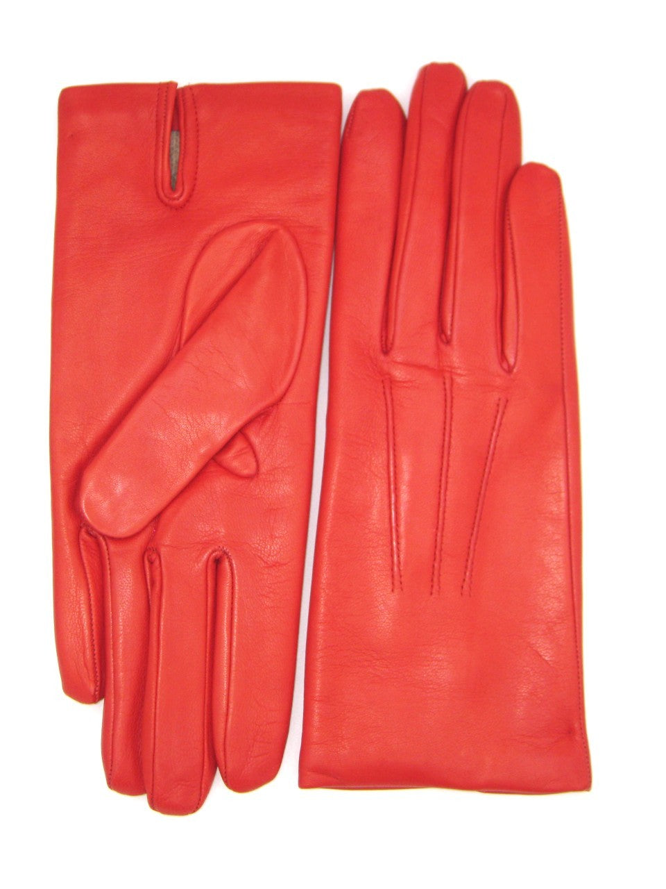 Guanto in Capretto 2bt con 3 cordoni fod. cashmere - Rosso