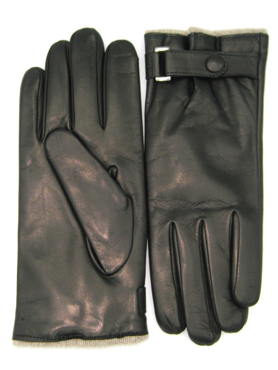 Guanto nappa foderato cashmere con cinturino - Nero