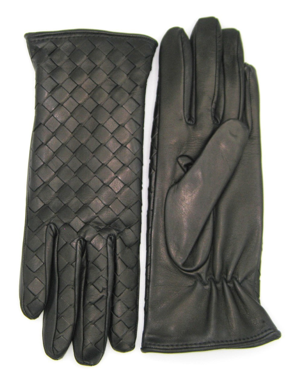 Woven Nappa Glove with Cashmere Lining - Black
